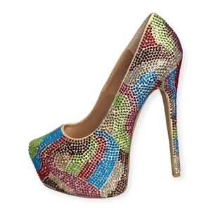 Steve Madden Heels Dyvinal Rhinestone Sparkling Multicolor Stilettos Women Sz 5